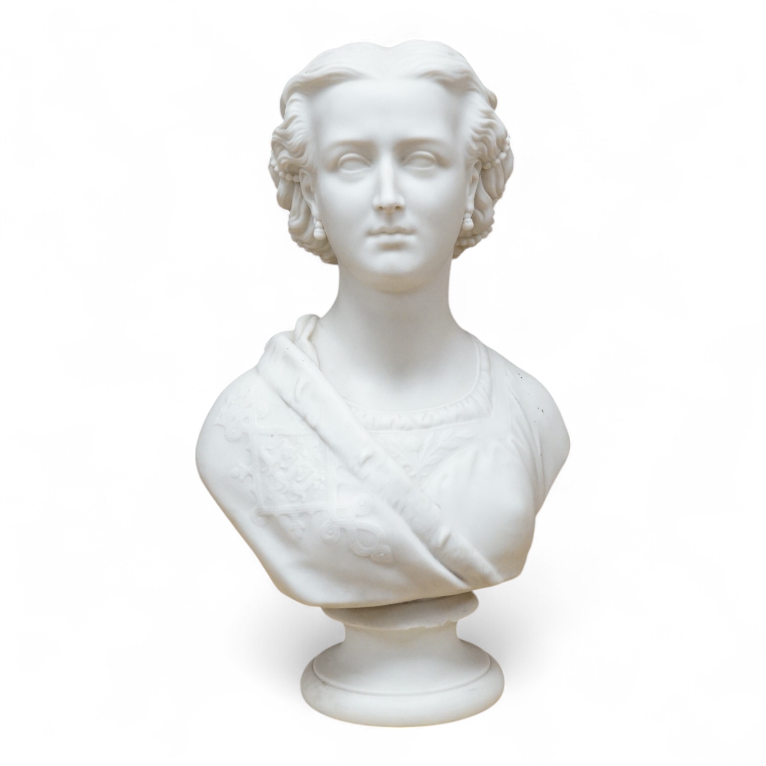 A Victorian Crystal Palace Art Union Copeland Parian bust of Princess Alexandra, 30cm high